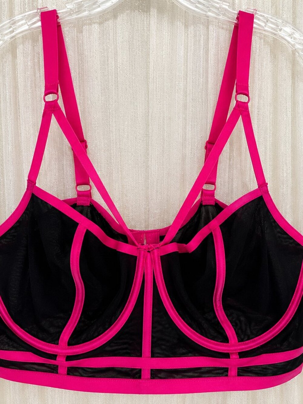 Torrid Hot Pink and Black Mesh Longline Bra
